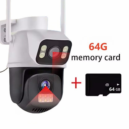 8MP 4K WiFi Camera Dual Lens Dual Screen Wireless Outdoor Surveillance Human Detect Security Protection Two Way Audio PTZ IP Cam