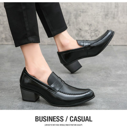 Classic Men's Dress Shoes High Heeled Casual Patry Business Leathers Shoes For Men Classic Wedding Men Formal Social Shoes Man