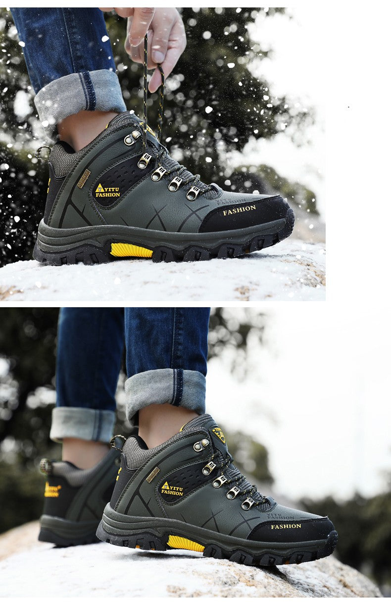 Botas de Neve Masculinas de Inverno Impermeáveis de Couro Tênis Super Quentes Botas Masculinas Botas de Caminhada ao Ar Livre Sapatos de Trabalho Tamanho 39-47