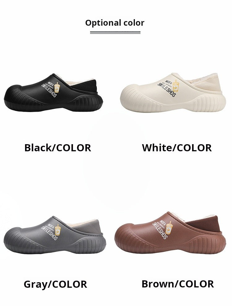 Men Winter Warm Slippers Couple House Cotton Shoes Outdoor EVA Fur Shoes Plush Slippers Home Bedroom Shoes Big Size Slides 39-44