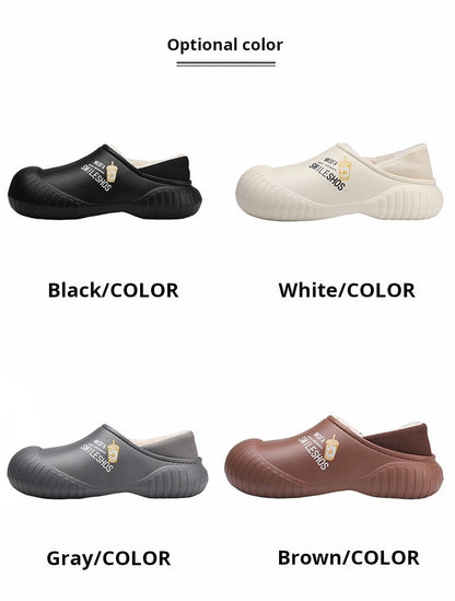 Men Winter Warm Slippers Couple House Cotton Shoes Outdoor EVA Fur Shoes Plush Slippers Home Bedroom Shoes Big Size Slides 39-44