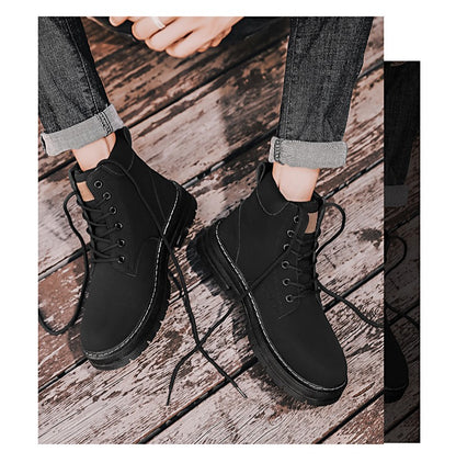 Men's Boots Autumn New High Top Workwear Boots British Style Korean Version Thick Soled Lace Up Anti Slip Warm Men Boots
