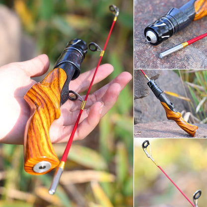Vara de Pesca no Gelo Sougayilang 2 Seções de Fibra de Carbono Alta Vara de Gelo com Potência Duas Pontas de Vara Arrasto Máx. 8Kg Pesca no Gelo