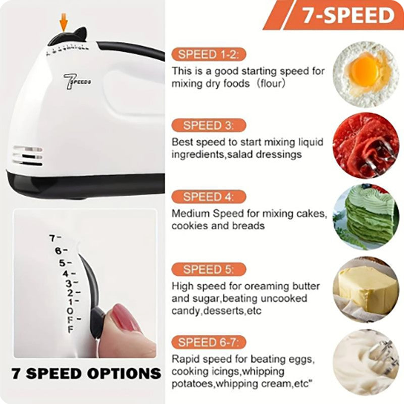 Espumadores de Leite 100W 7 Velocidades, Mini Misturador, Liquidificador de Alimentos, Processador de Alimentos Multifuncional, Batedor de Creme de Cozinha, Ferramentas Elétricas de Cozinha