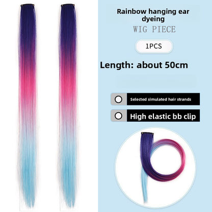 Extensões de Cabelo com Brilho em Degradê de Três Cores, Presilhas em Cabelo Sintético Arco-Íris com Brilho, Extensões de Cabelo com Brilho Resistentes ao Calor