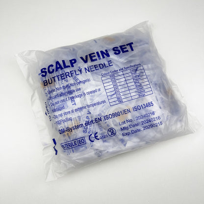 100 Unidades/Agulha de Infusão Borboleta com Boca Reta Descartável para Animais, Agulha de Infusão com Asa Dupla para Sala de Cuidados de Animais de Estimação