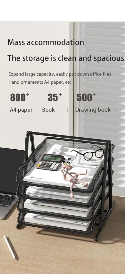 Bandeja de malha para cartas, organizador de papel de mesa de escritório com bandejas deslizantes para acessórios de mesa, material de escritório e armazenamento de arquivos, preto