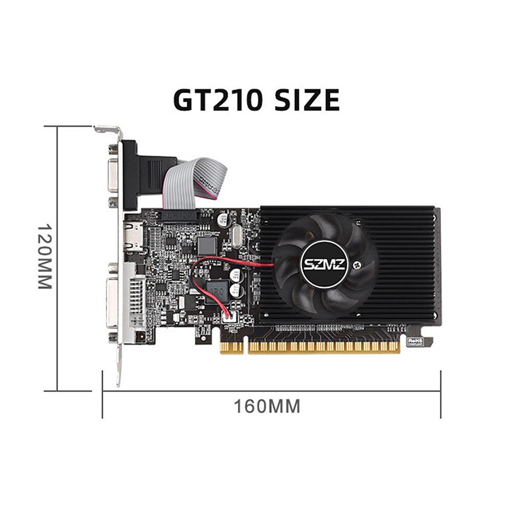 GT210 1G Graphics Card with DVI VGA HDMI-Compatibe Port Video Card 64Bit DDR3 Gaming Graphics Card PIC Express2.0 for PC Gaming