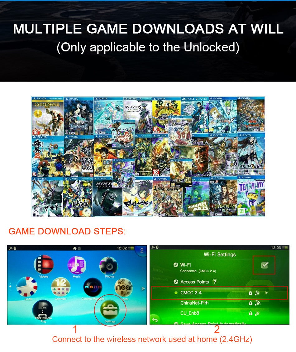 Original Sony PSVita 2000 PS Vita 2000 Slim Console With PKGJ Store Free Games 64GB/128GB Memory Card PSV2000