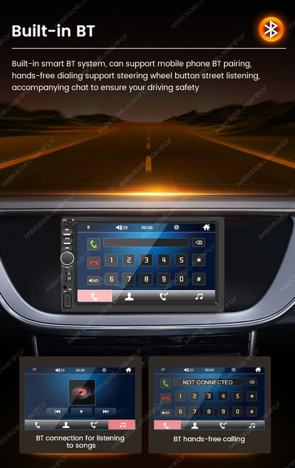 MEKEDE US Stock 2 Din Universal 7Inch Car Radio CarPlay Android Auto MP5 Multimedia Player Touch Screen Head Unit USB BT TF Card