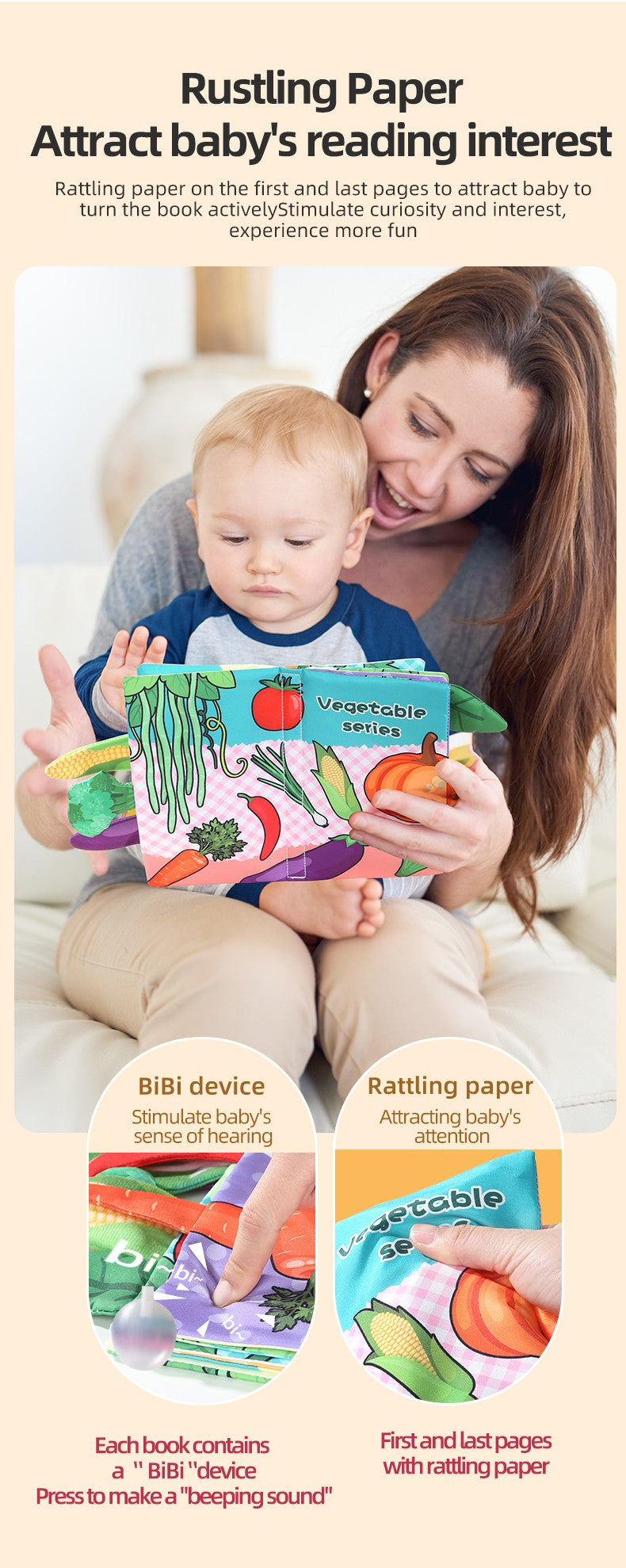 Baby Cloth Book Baby Toys 0-3 Year Old Infant Early Education Toys 6 Pages Cloth Book