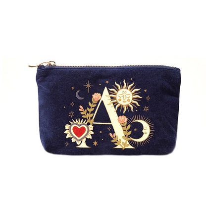 Velvet Handbag Vintage Printed Letter Pattern Makeup Bag