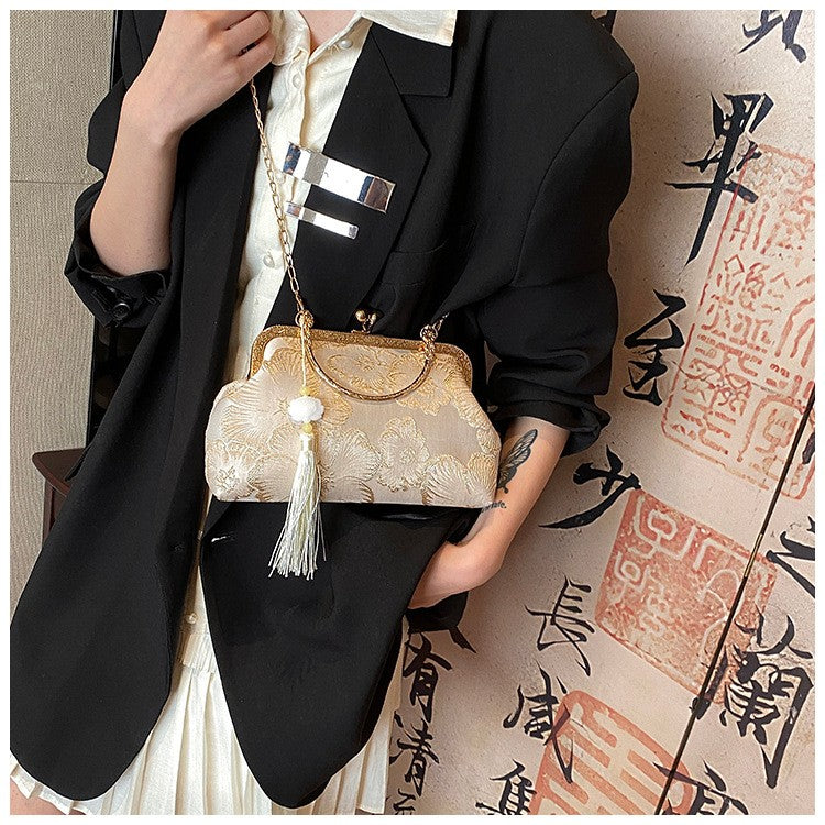 Chinese Style Embroidered Shoulder Bag Elegant Handbag Retro Small Square Bag Wedding Party Luxury Designer Women Evening Clutch