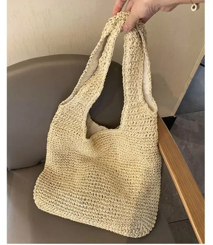 Fashion Straw Women Shoulder Bags Paper Woven Female Handbags Large Capacity Summer Beach Straw Bags Casual Tote Purses