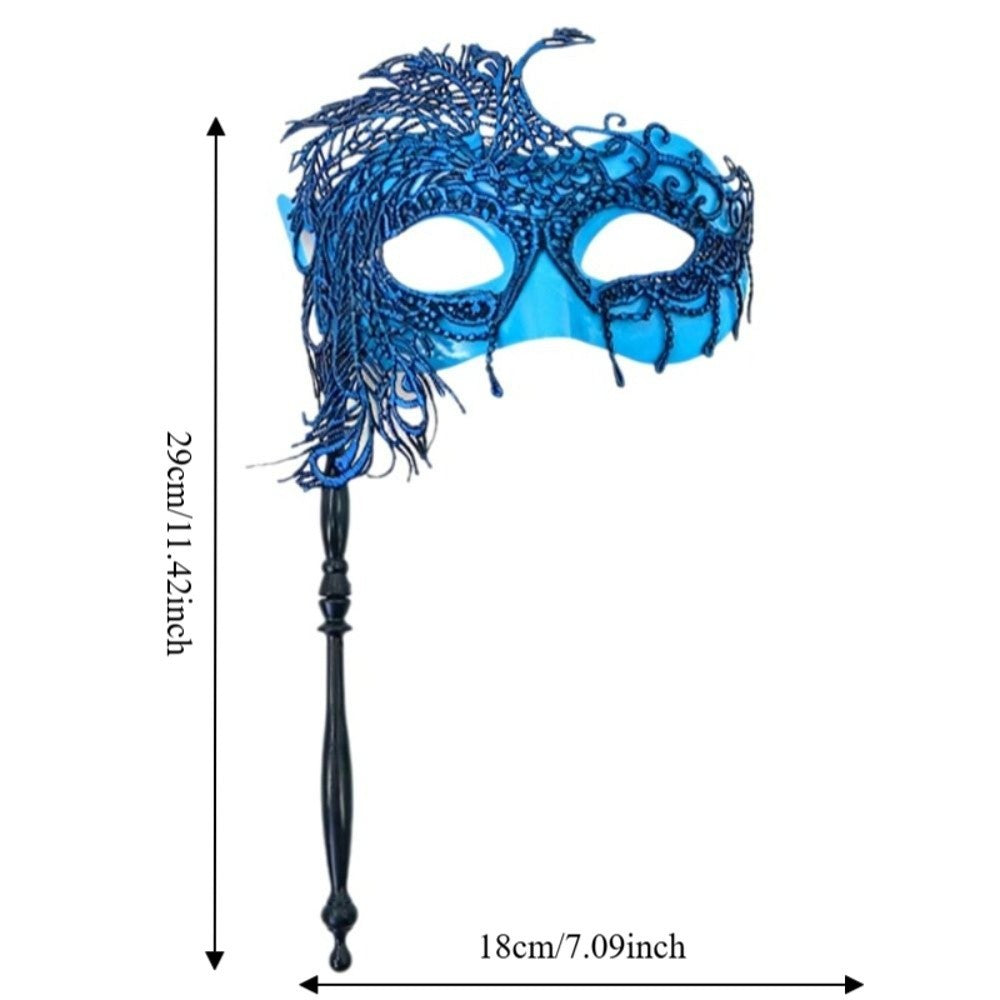 Half-face Handheld Masquerade Masks Masquerade Ball Props Carnival Party Lace Peacock Mask Costume Party Deecor with Stick