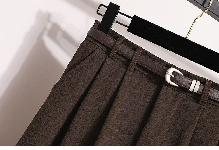 2025 Plus Size Skirts for Women Autumn Elegant Solid Women's Wrap Umbrella Skirts Korean High Waisted Suit Pleated Skirt