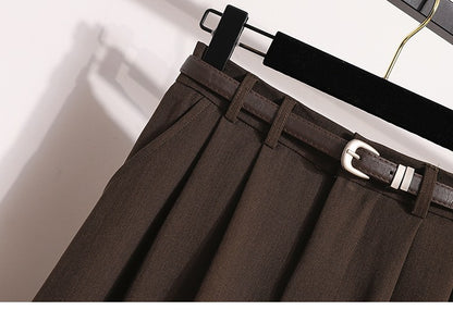 2025 Plus Size Skirts for Women Autumn Elegant Solid Women's Wrap Umbrella Skirts Korean High Waisted Suit Pleated Skirt