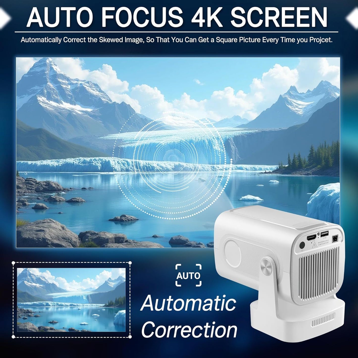 XGODY Projector Gimbal 5 Pro/3S 4K Android 11.0 Native 1080P/720P Autofokus 330ANSI Dual Wifi Bluetooth Home Theater Cinema