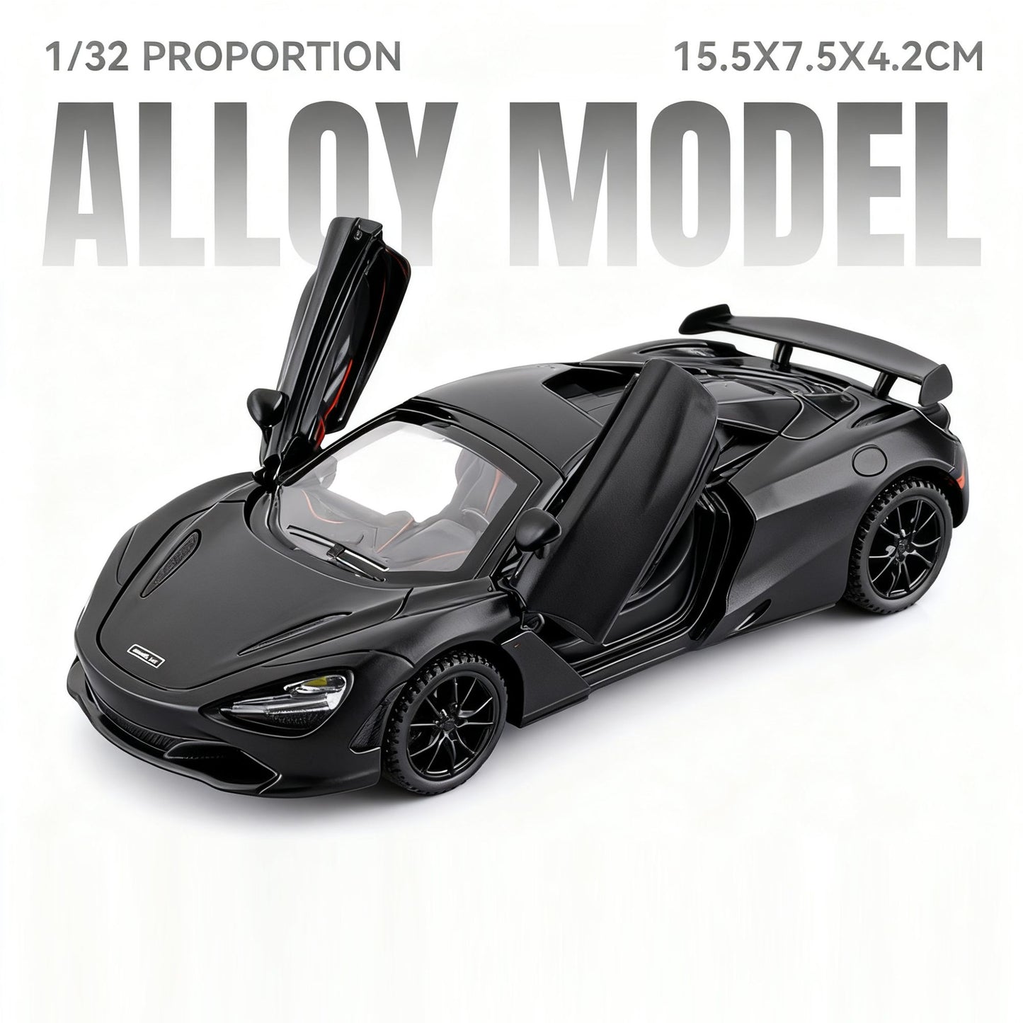 1:32 720S F1 Modelo Miniatura Carros Esportivos Liga Fundida Ornamento Supercarros Som Luz Portas Abertas Puxar Para Trás Presentes Infantis