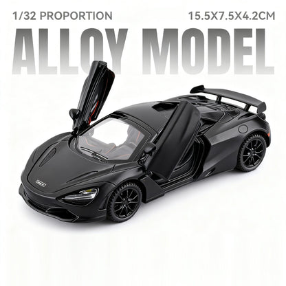 1:32 720S F1 Modelo Miniatura Carros Esportivos Liga Fundida Ornamento Supercarros Som Luz Portas Abertas Puxar Para Trás Presentes Infantis