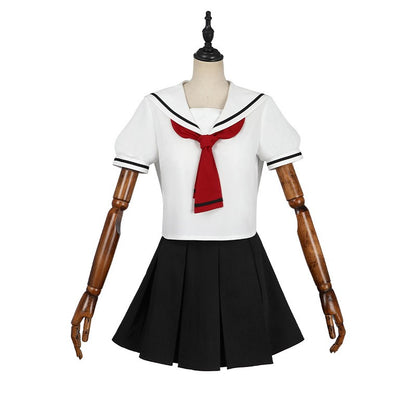 Women Spring Summer Sailor JK Uniform Full Set, Japanese Academy Outfit with Top Pleated Skirt Hat Bow Tie Socks