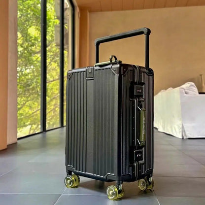Mala de Viagem com Estrutura de Alumínio e Alça Larga, Rodas Giratórias Silenciosas Coloridas e Trava TSA, Mala de Carrinho de Grande Capacidade