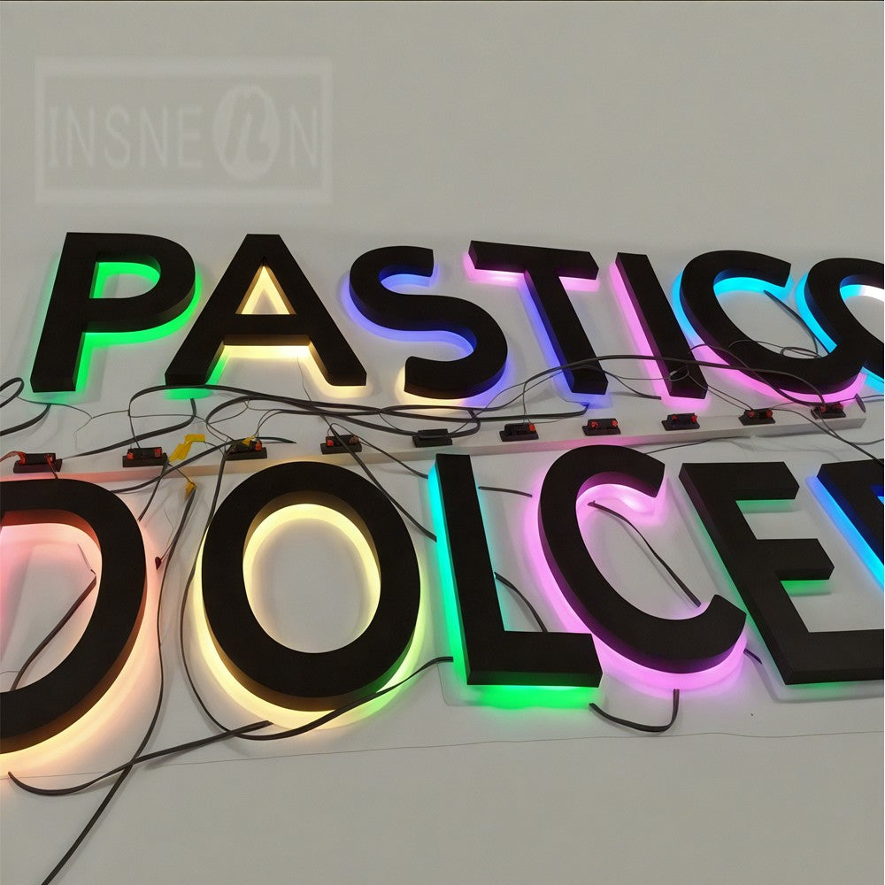 Custom RGB Metal LED Sign Wall Logo Outdoor Luminous Letter Company Store Light Signboard,Business 3D Acrylic Signage Decoration