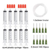 Seringa Luer de 1/3/5/10ML com Agulha de Ponta Romba de 14-25Ga 1,5" e Conjunto de Tampa de Agulhas de Distribuição de Aço Inoxidável para Mistura de Líquidos