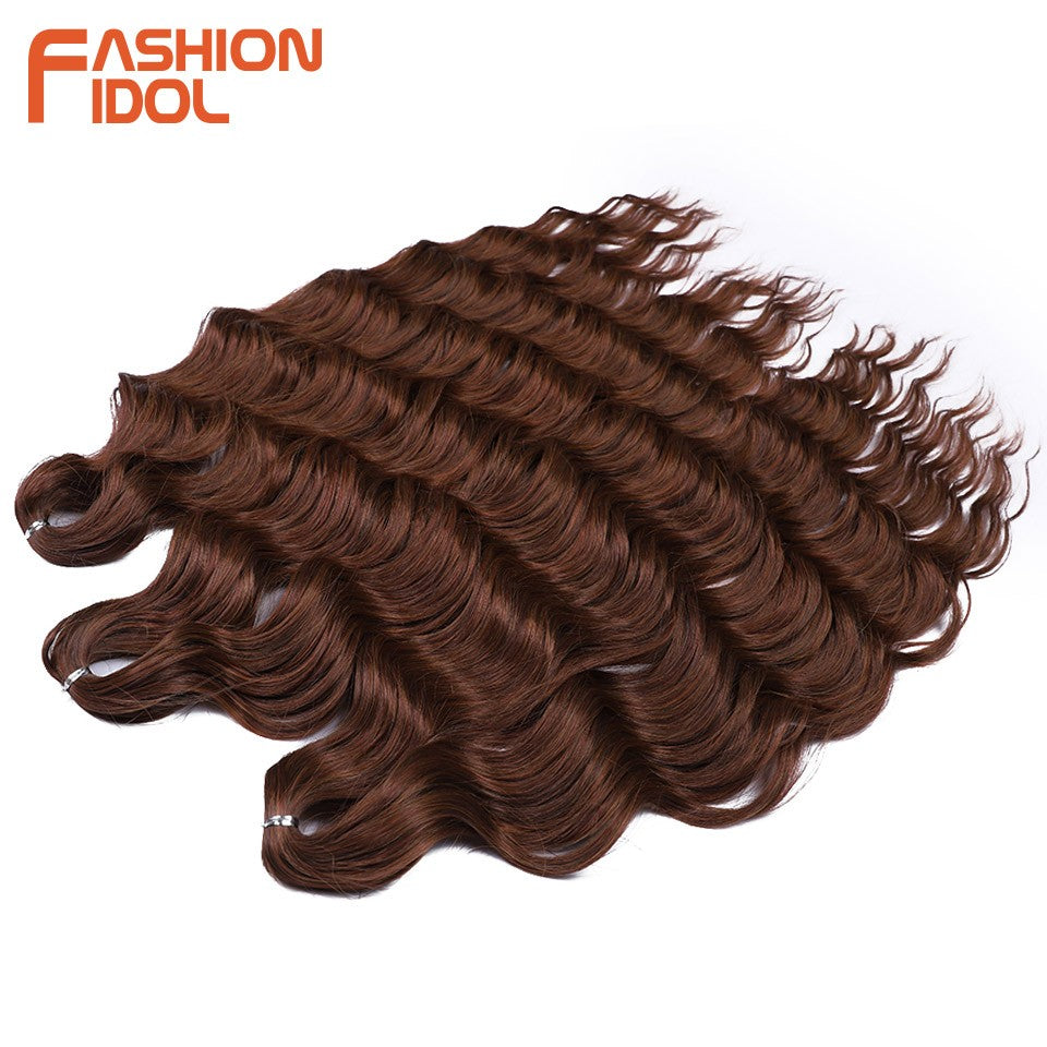 FASHION IDOL Cabelo de Crochê Torção Laranja Extensões de Cabelo Trançado de Onda Profunda Sintética Cabelo Onda de Água 24 Polegadas Fibra Resistente ao Calor