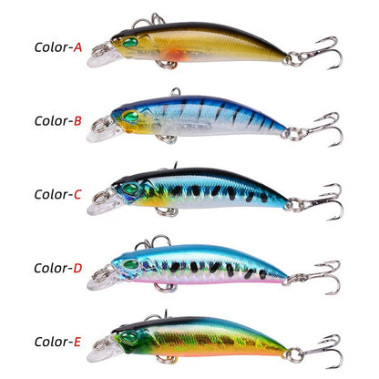 Kit de Iscas Artificiais 5 Peças: Minnow Afundante, Truta, Isca Artificial, Crankbait, Anzol para Baixo, Wobbler, Caixa de Equipamentos de Pesca, Jerkbait Flutuante