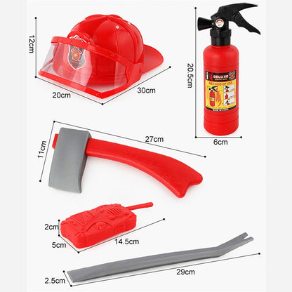Toddler Firefighter Costume Halloween Role Play Set with Water Gun, Walkie Talkie, Compass Whistle, Party Birthday Gift
