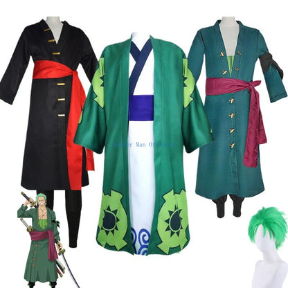 Fantasia Wano Country Roronoa Of Zoro Cosplay Kimono Anime Pirate Disfraz Costume Men Male Halloween Carnival Party Clothes