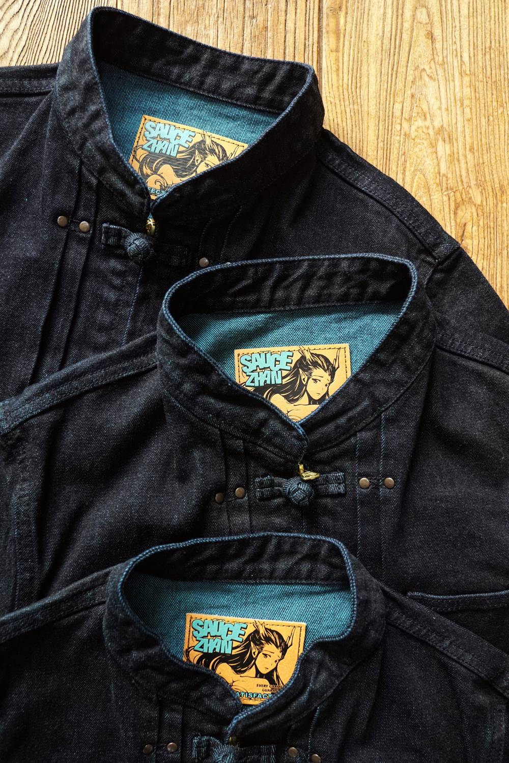 Sauce Zhan Mens Jacket Indigo Selvedge Denim Jacket Jean Jacket Men Vintage Chinese Style Knot Button Loose Fit