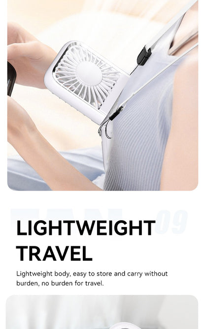 Folding Mini Cooling Air Fan Mobile Phone Holder Power Bank 3000mAh USB Rechargeable Cooling Handheld Desktop Fan with Lanyard