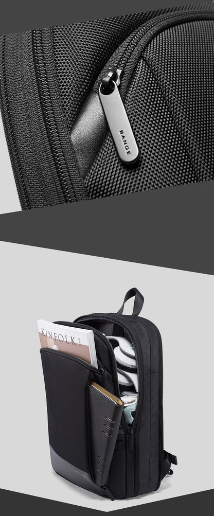 BANGE Laptop Waterproof 15.6" 17.3 Backpack Fashion Male Classic Fashion Travel Moto&Biker Light Scalable Shoulder Bags