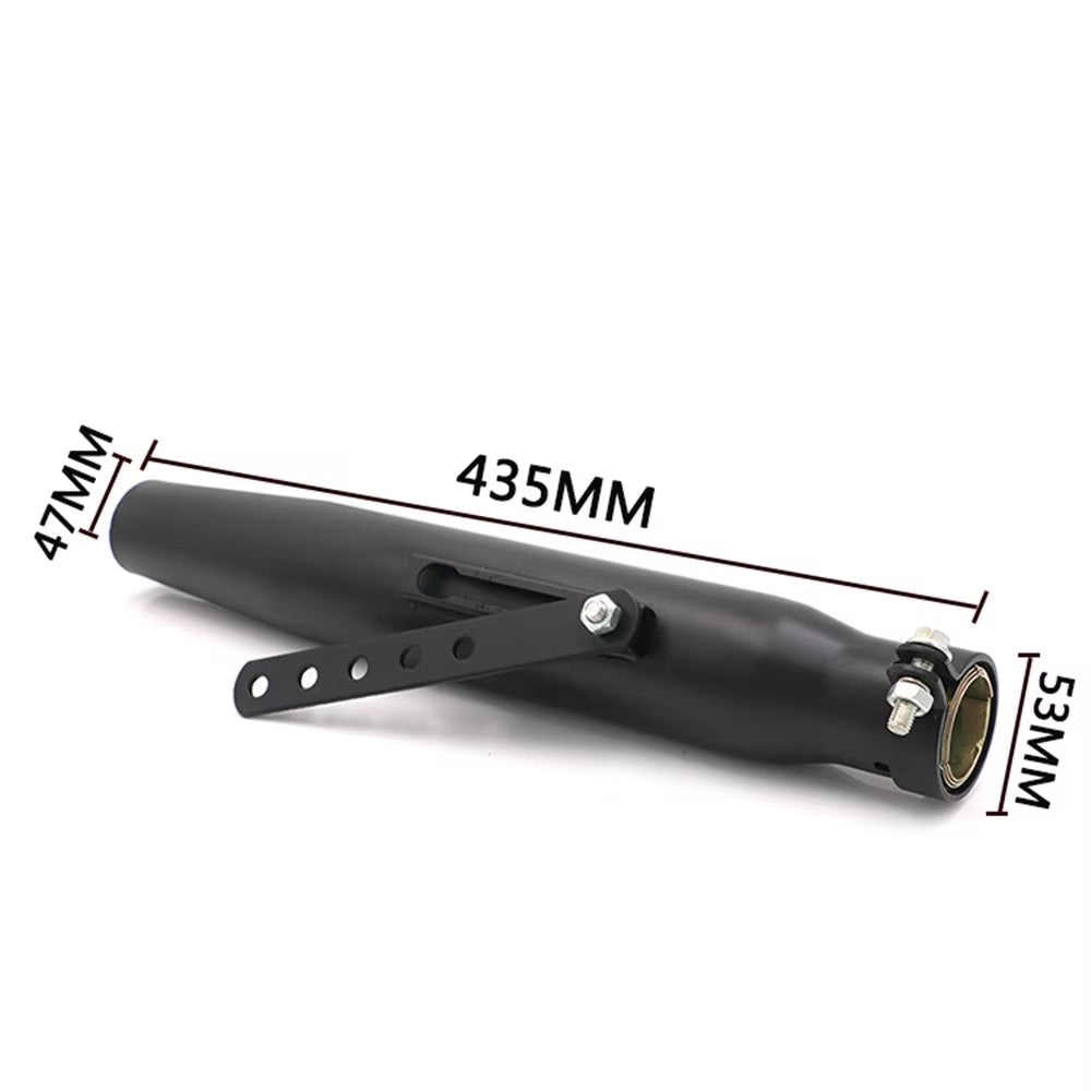 Black Silver Universal Motorcycle Cafe Racer Exhaust Pipe with Sliding Bracket Muffler For Harley Cafe Racer Custom
