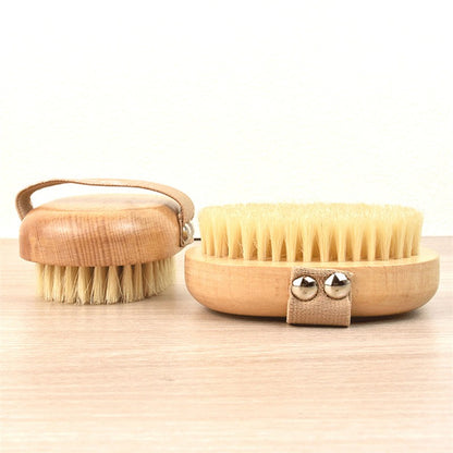 Escova Corporal de Pele Úmida Seca Cerdas Naturais de Porco Esfoliação Corporal para Pele Seca Massagem Limpeza Ferramenta SPA para Celulite Drenagem Linfática