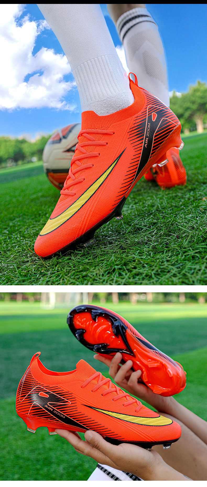 Men Training Football Boots Unisex Professional Soccer Shoes Trend Grass Cleats Outdoor Breathable Sport Ultra-light Non-slip
