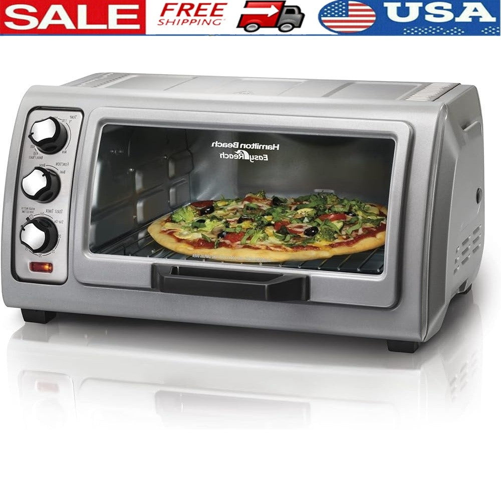 Forno Torradeira para 6 Fatias com Porta Basculante Coze Grelha Tosta Desligamento Automático Fácil Acesso 1400W Temporizador de 30 Minutos Eletrodoméstico de Cozinha