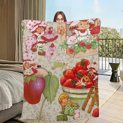 Cute S-Strawberry S-Shortcake Blanket Skin friendly comfort warm soft plush blanket suitable sofa living room office bedroom