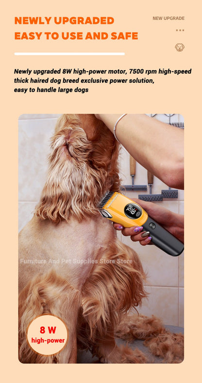 Máquina de Tosa Profissional para Cães e Gatos, Aparador de Pelos, 7500/min LED, adequado para animais de estimação de portes grandes, médios e pequenos.