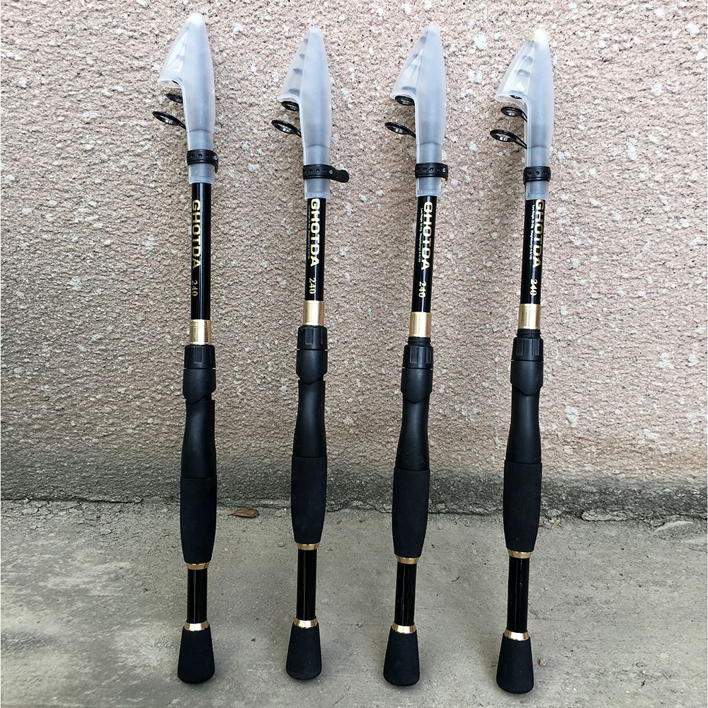 Varas de Pesca Telescópicas de 1.6-2.4m Ultraleves de Carbono para Spinning e Casting Acessórios de Pesca Peso da Isca 10-30g