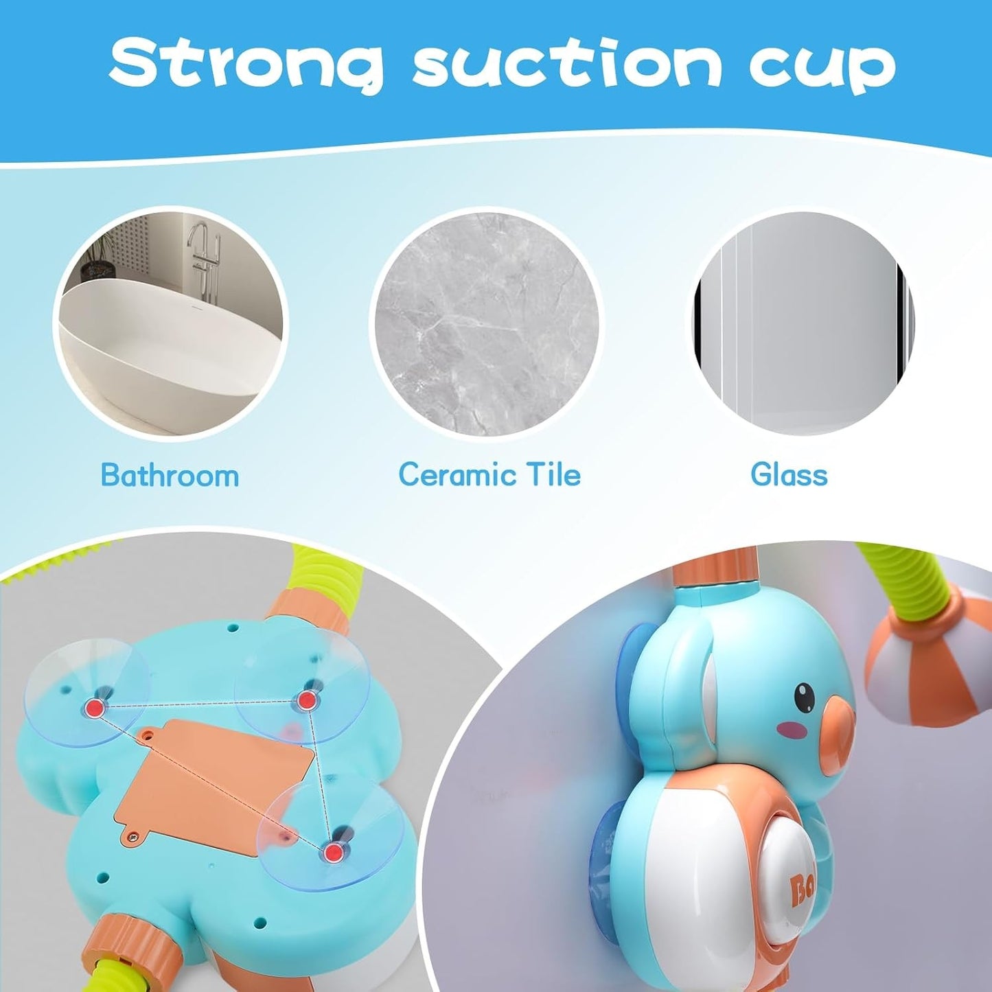 1Set Cartoon Cute Little Elephant Electric Shower, 360°Jet Water Wash Head, Baby Bath Sprayer, Bathroom Fun Water Play Toy