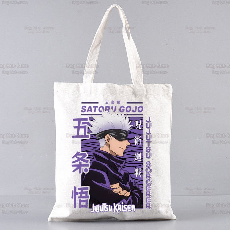 Jujutsu Kaisen Cartoon Shopping Bag Ryomen Sukuna Itadori Yuji Bolsas De Tela Shopper Okkotsu Yuta Gojo Satoru Shopping Jute Bag
