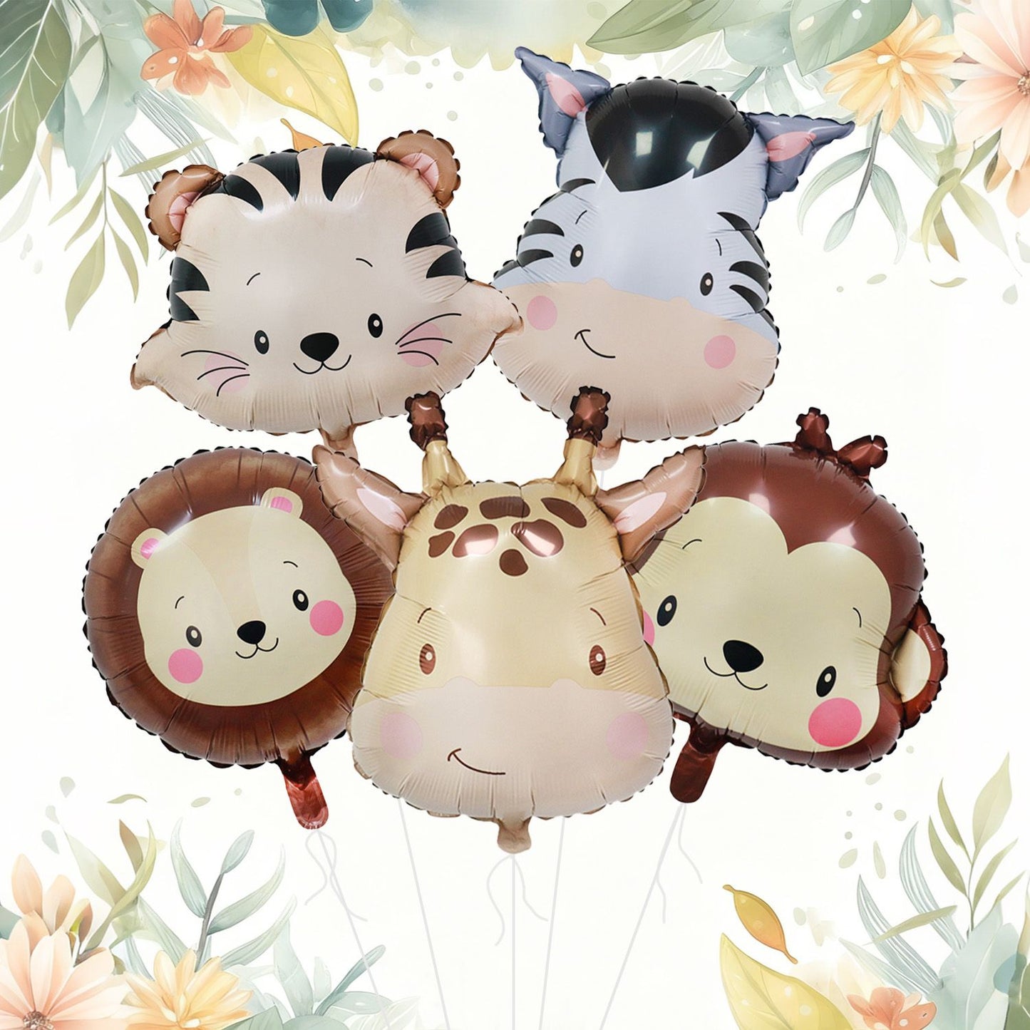 1/5pcs Animal Head Balloon Lion Monkey Tiger Zebra Giraffe Perfect for Birthday Party Decoration, Jungle Party Decoration