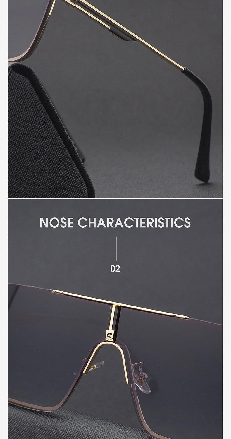 Óculos de sol quadrados oversized para homens, armação grande, 2025, design de marca de luxo, armação de metal, óculos de sol masculinos, óculos retrô