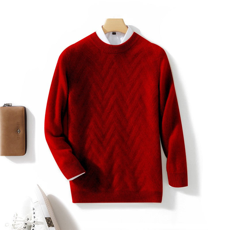 Men's Cashmere Sweater Autumn Winter  O-neck Long Sleeve Pullover  Casual Clothing 100% Merino Wool high-end Knitwear Top