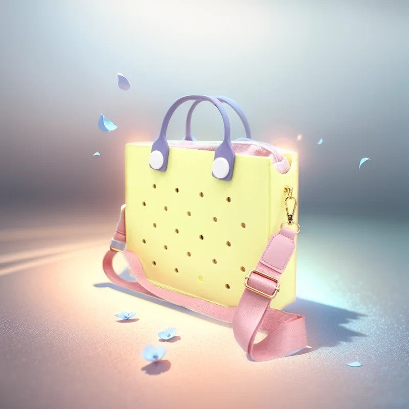 The orange guy Purple Women Fashion New EVA Punched Handbag Casual Waterproof Travel Tote Bag Fit Charms Outdoor Beach Bags