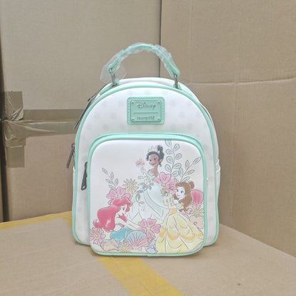 Mochila Escolar Loungefly Princesas Disney Bela Ariel Tiana Desenho Animado Anime Grande Capacidade Leve Mochila de Temporada de Volta às Aulas Presente