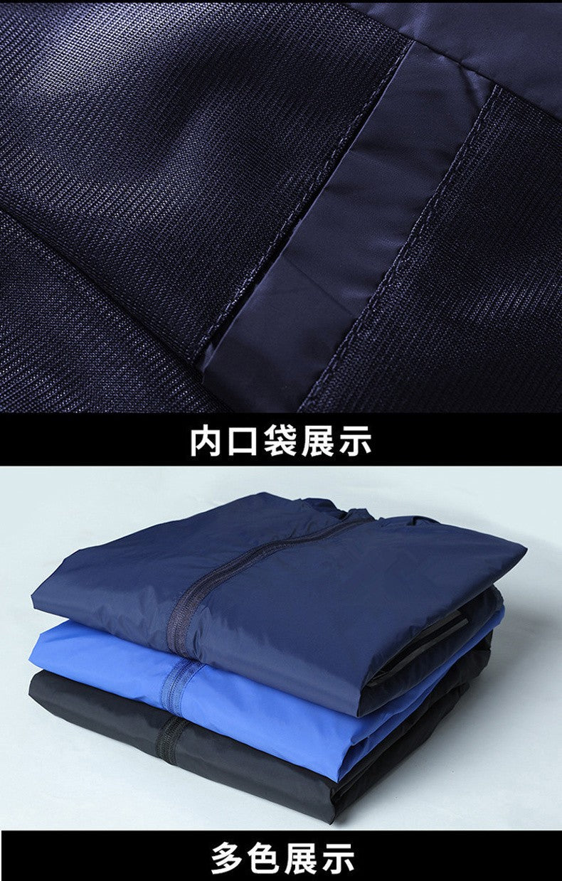 2025 Autumn Windproof Jacket Men's Trendy Solid Color Zipper Pocket Windbreaker Coat Casual Camping Jogging Loose Hooded Jackets